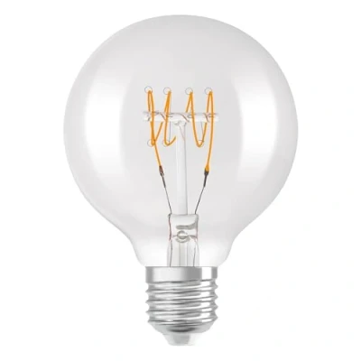 Imagen de OSRAM Lámpara LED Vintage 1906 Classic Globe80 FIL, E27, transparente, 4,8 W, 470 lm, 2700 K, luz blanca cálida, regulable, filamento delgado, optimo consumo de energía, larga duración