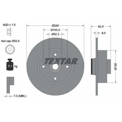 Imagen de TEXTAR PRO 92154403 Disco de freno RENAULT: MEGANE 2, CLIO 3, 2 Coupe Cabriolet, NISSAN: Note I