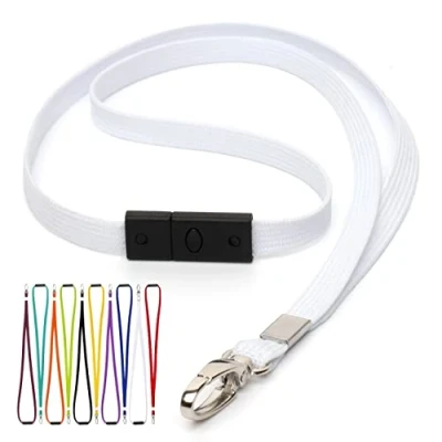 Imagen de CKB LTD Blanco Correa para cuello Cordón Cuerda Neck Lanyard Strap Llavero de seguridad el con clip metal giratorio soporte tarjeta identificación Paquete 10 piezas