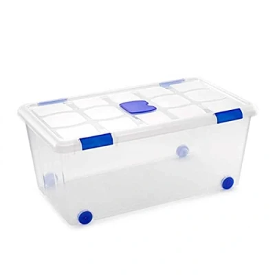 Imagen de AC Caja de ordenación plástico Transparente N.º 7 Contenedor para almacenar Juguetes, Libros, Ropa, Mantas Capacidad 61 litros Dimensiones Aprox.: 73,2 x 42,1 31 cm