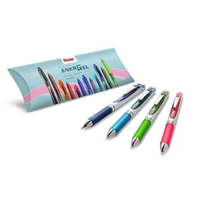 Imagen de Pentel Energel Bolígrafo BL77 Boli Retráctil con Clip Metálico, de Uso muy Cómodo para Escritura Suave, Perfecto Colegios y Oficinas, Recargable