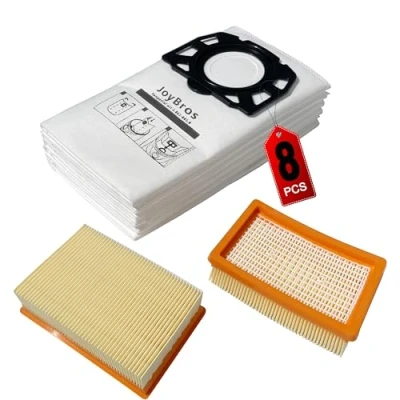 Imagen de JoyBros 8 Bolsas y 2 Filtros para Karcher WD4 WD5 WD6 premium MV4 MV5 MV6 KFI 487 2.863 005.0 006.0 4410 Kärcher