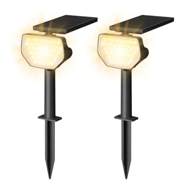 Imagen de Lepro Luces Solares LED Exterior Jardin, Foco Solar 3000K Blanco Calido 2 Modos IP65 Impermeable, 135 Adjustable Lampara de Pared para Jardín, Patio, Valla, Pasillo, Pack