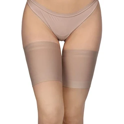 Imagen de Annes styling Bandas antirozaduras para el muslo, elásticas, evitar roce entre los muslos, encaje con forro protector de silicona antideslizante Satinado Visone, Tamaño S (53 57cm)