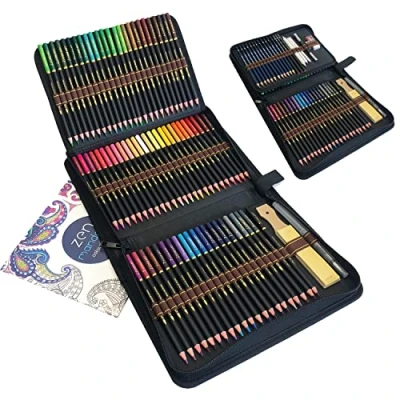 Imagen de Lapices Colores Profesionales de Dibujo, Juego 96 Acuarelables, Lapiz Dibujos con Carboncillo Para Adultos y artistas Dibujar, Esbozar, Sombrear Colorear