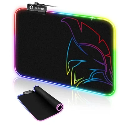 Imagen de EMPIRE Gaming Dark Rainbow Alfombrilla Raton RGB LED 12 Modo de iluminación Mousepad Retroiluminación Luminosa Hidrorresistente Goma Antideslizante PC,Mac y Ordenador Portátil 300x230x4mm