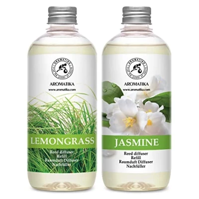 Imagen de Recambio Difusor Lemongrass Jazmín 2x500ml Ambientador Fragancias de Duraderas Difusores para el Hogar Aromaterapia Aroma Intensas y