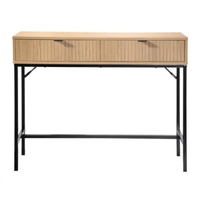 Imagen de CaliCosy Consola 2 Cajones Frontal Efecto Madera Ranurada L100 X H80 Cm