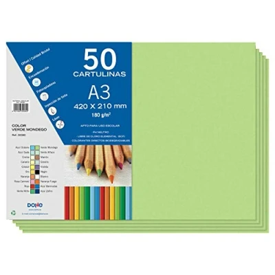 Imagen de Dohe Cartulinas A3 Verde Mondego para Manualidades e Impresión (50 uds.) 21x29,7 cm 180 g/m² Material de oficina