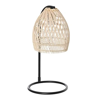 Imagen de HOMCOM Lámpara de Mesa Mesita Noche Casquillo E27 Máx. 40W Decorativo con Pantalla Ratán para Dormitorio Salón Ø20x41 cm Natural