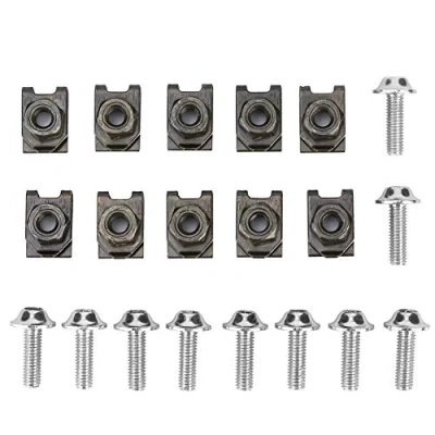 Imagen de M5 Pernos y Clips para el cuerpo del carenado de motocicleta, sujeción velocidad Spire Tuercas resorte tornillo, 10PCS(Plata)
