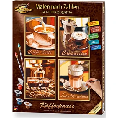 Imagen de Schipper 609340553 Juego de pintura por números diseño &quot;Café&quot; con 4 imágenes 18 x 24 cm [Importado Alemania]