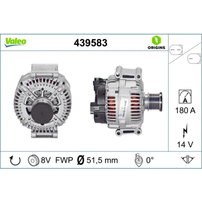 Imagen de VALEO 439583 Alternador 14V 180A MERCEDES BENZ: Clase ML, R, G SUV