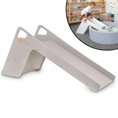 Imagen de KiddyMoon Tobogán Y Silla 2 En 1 De Madera para Niños, Grande, Gris