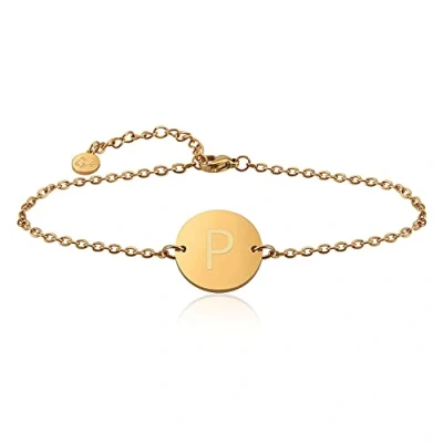Imagen de GOOD.designs ® Pulsera con letras en oro I bañado 18k colgante iniciales grabadas (P)