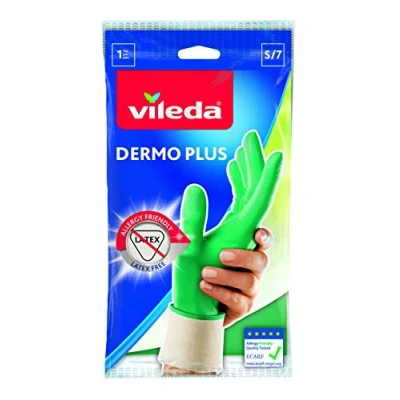 Imagen de Vileda 664 Soft &amp; guantes de goma suaves Protección ideal para manos sensibles y Alergia al Látex ECARF certificada talla S (pequeño) 1 par