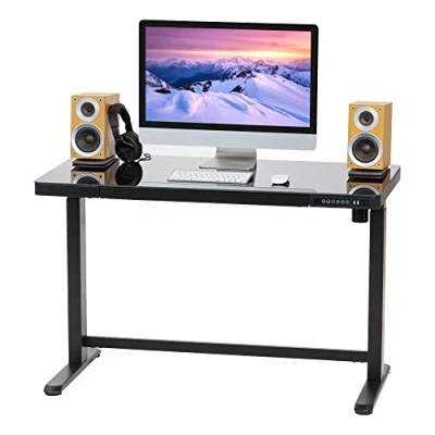 Imagen de Iris Ohyama, Escritorio Eléctrico Ajustable/Escritorio de ordenador/mesa Ajustable con tapa, Moderno, Puertos USB, Resistente, Diseño, Oficina,Hogar HADGTB Negro