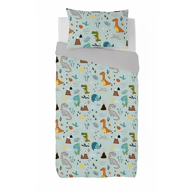 Imagen de COOL KIDS Funda Nordica Cama 105, 100% Algodón, Juego de para edredon 180x220 cm + 1 Almohada 45x120, Saurus