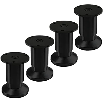 Imagen de SOTECH 4 piezas Pies de mueble TERRA Altura 80 mm Negro anodizado regulable hasta máx. 15 mm, cargables 250 kg/por pie