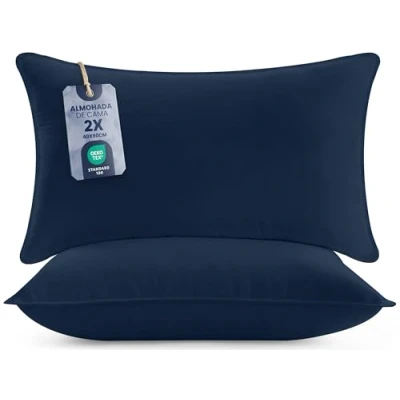 Imagen de Utopia Bedding Almohadas (2 Unidades) 40 x 80 cm de Primera Fibra Hueca Virgen Siliconada Suave Fácil Cuidado (Azul Marino)