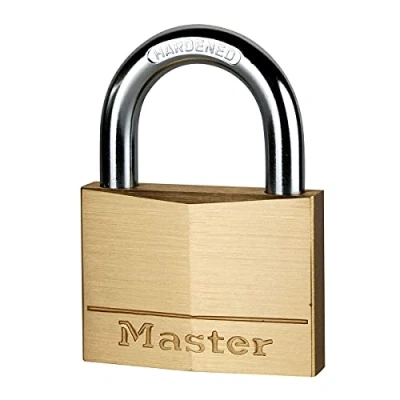 Imagen de Master Lock 160EURD Candado de Ancho con Cuerpo Latón Macizo, Dorado, 8.2 x 6 1.4 cm