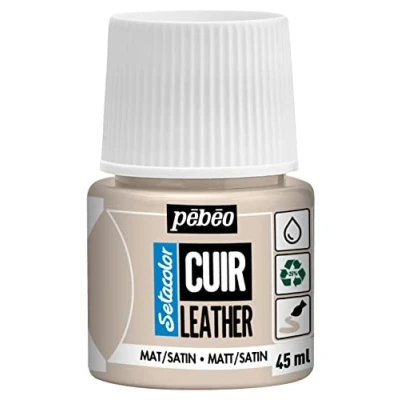 Imagen de Pebeo Setacolor cuero Pintura acrílica para y polipiel Personalización de bolsos, zapatos, zapatillas Resistente a arañazos, dobleces roces Acabado mate/satinado Beige rosado 45 ml