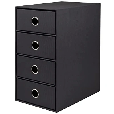 Imagen de Rössler Papier 1524452704 S.O.H.O. Caja de 4 cajones para DIN A5, con agujero agarre, negra, 250 x 175 320 mm, 1 unidad