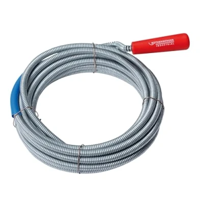 Imagen de ROTHENBERGER Industrial Cable limpiador de tuberías industriales 7 m, acero para muelles, Ø espiral: 9 mm, Con taladro recuperación y manivela, Tubos plástico, hierro fundido o gres, 072985E