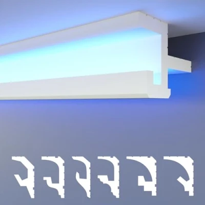 Imagen de HEXIMO LED molduras de estuco 2en1, iluminación indirecta techo XPS poliestireno perfil abombado (10,2 Metros HLED 20)