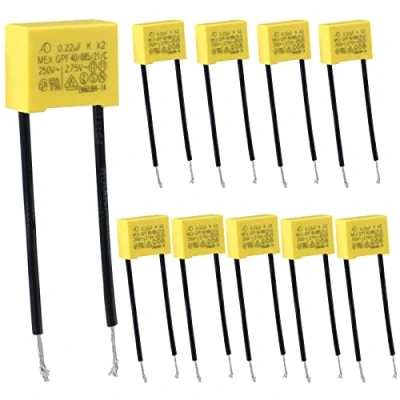Imagen de Vegena 10 Piezas Condensador Polipropileno 0,22µF 275V X2 de Seguridad Supresor Radial para Intermitentes y Parpadeo Los LED