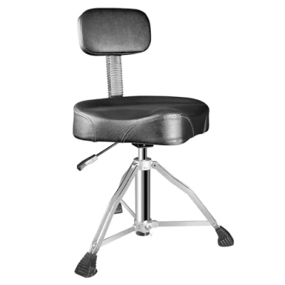 Imagen de SONICAKE Taburete para batería con Respaldo Regulable hidráulicamente en Altura de 45 60cm Acolchado Extra Grueso Negro