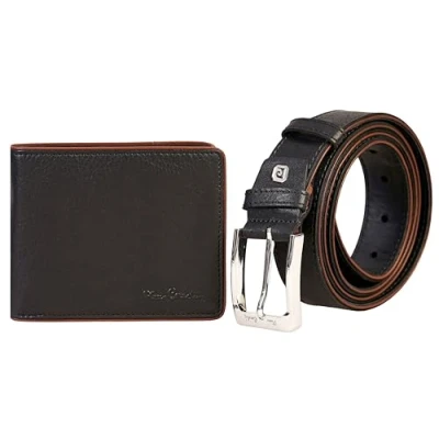 Imagen de Pierre Cardin Juego de Regalo para Hombre, cinturón y Cartera Piel, Billetera niño, Slim,Cartera,Cinturon
