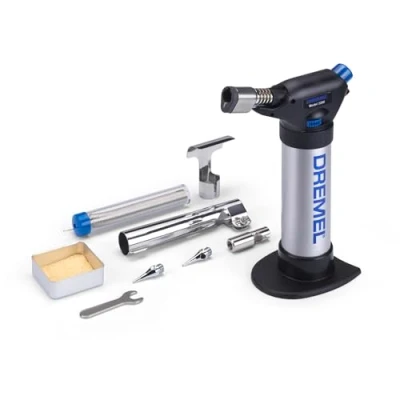Imagen de Quemador de gas butano estacionario Dremel Versaflame 2200, mini soplete y pistola calor inalámbricos para soldar, doblar tubos, retractilar