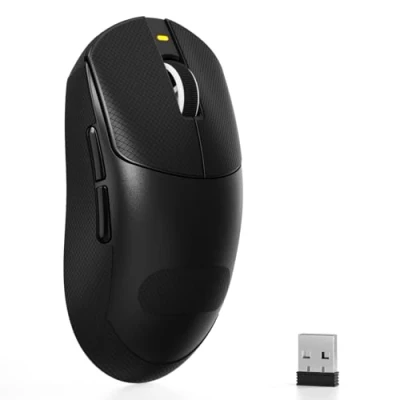 Imagen de ATTACK SHARK X8 SE Ratón Gaming Inalámbrico, Peso Ligero 55g, Sensor PAW3311, Chip BK52820, 25,000 dpi, BT/2.4G/USB C, 80 Millones de Clics, Batería 500mAh, Driver Web para PC/Mac Negro+Grip Tape