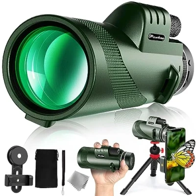 Imagen de Pankoo Monocular para adultos de alta potencia 40x60 HD con trípode y adaptador smartphone, ideal observación aves, senderismo, conciertos viaje, prisma BAK4, colores claros, duradero