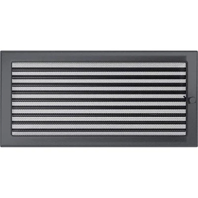 Imagen de Rejilla de ventilación KRATKI con persianas (lamas) 22 x 45 cm Grafito escape para chimeneas resistente mecánicamente y al sobrecalentamiento