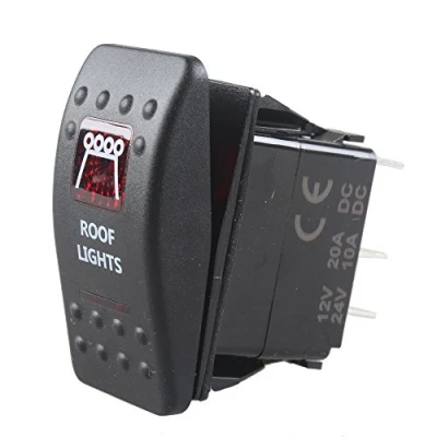Imagen de Mintice Vehículo de 12V 20A LED Rojo Interruptor Palanca Basculante Luz Impermeable Botón Pulsador Conmutador Coche 5 Pines Roof Light