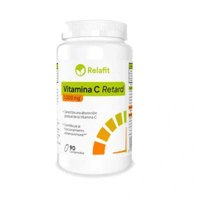 Imagen de Vitamina C Pura 1000mg Retard Vitaminas para Reducir el Cansancio y la Fatiga Refuerza tu Sistema Inmunológico Combate los Radicales Libres Relafit Laboratorios MS (90)