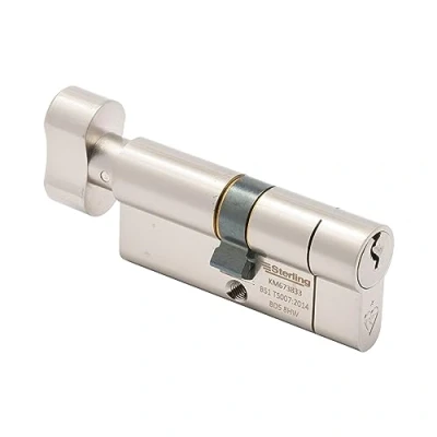 Imagen de Sterling Int Ext (80 mm) TS007 BS1 1 Star Police Aprobado por Design Cilindro de puerta giro, níquel satinado, interno 40 mm externo total