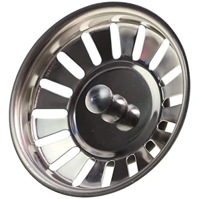 Imagen de BLANCO tapón desplegable de colador, 8,9 cm, acero inoxidable, 16 ranuras drenaje, sellado 42 mm diámetro, número artículo 901991