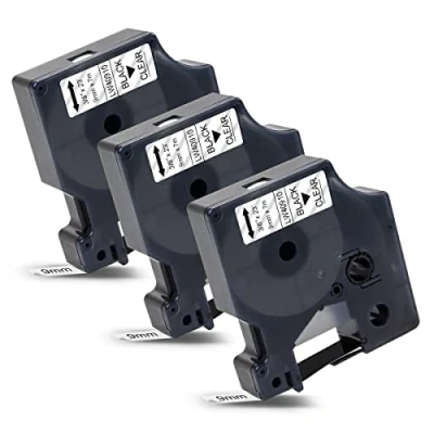 Imagen de 3x Labelwell 9mm x 7m Compatible Cintas de Etiqueta Reemplazo para Dymo D1 40910 S0720670 Negro sobre Transparent LabelManager 160 280 260P 360D 420P 500TS LabelWriter 450 DUO LabelPoint 150