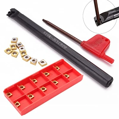 Imagen de Maizoon Herramienta de Torneado Boring Bar Holder CNC S10K SCLCR06 + 10pcs CCMT060204 HM YBC251 Inserciones Llave agarre alto, Resistencia al impacto y fuertes herramientas torno DZ08