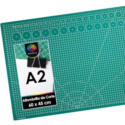 Imagen de OfficeTree Base de Corte A2 Verde Tabla Patchwork 60x45 cm Alfombrilla para Costura y Manualidades