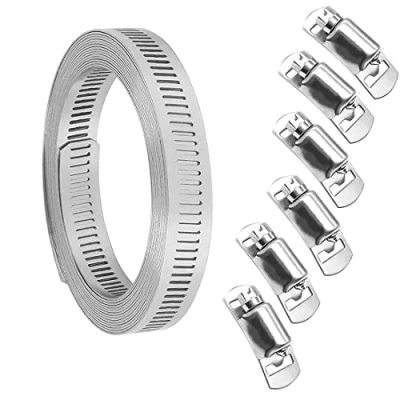 Imagen de Abrazaderas de manguera acero inoxidable 304 2,5 m, 6 piezas abrazadera tornillo sin fin ajustable bricolaje con para