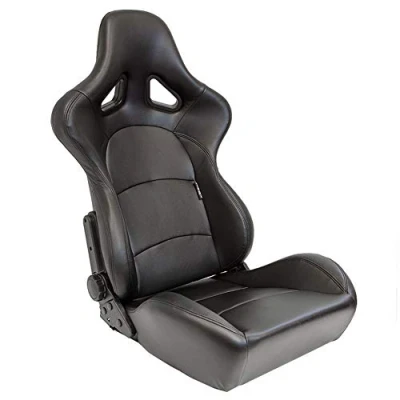 Imagen de AUTO STYLE Asiento Deportivo &#039;BS2&#039; Cuero Artificial Negro Respaldo de Poliéster Ajustable Doble Cara incl. Correderas