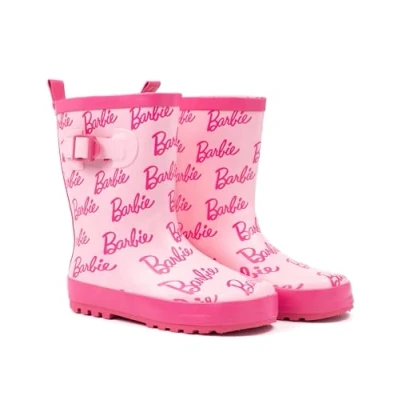 Imagen de Barbie Wellies muchachas niños Rosa Glitter Logo Lluvia Wellington Botas 34 EU