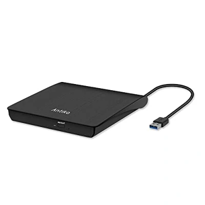 Imagen de Antika Grabadora de DVD/CD Externa USB 3.0 Portátil Diseño Ultra Delgado, Lector con Capacidad Corrección Errores, Compatible WIN98/XP/WIN7/WIN8/WIN10/XP/Mac OS 8.6