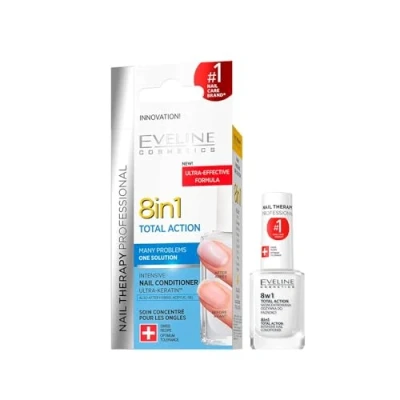 Imagen de Eveline Cosmetics 8in1 Total Action Concentrado Endurecimiento y Fortalecimiento Acondicionador Uñas 12 ml