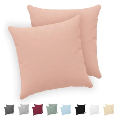 Imagen de Twinzen® Funda Almohada 80x80 (Juego de 2) Rosa 100% Algodon Jersey Cojin para Cama Protector con Cremallera
