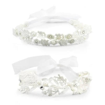 Imagen de 2Pcs Diademas De Bebé, Encaje, Niña Flores, Accesorios Para El Cabello Diadema Niñas, Elásticas
